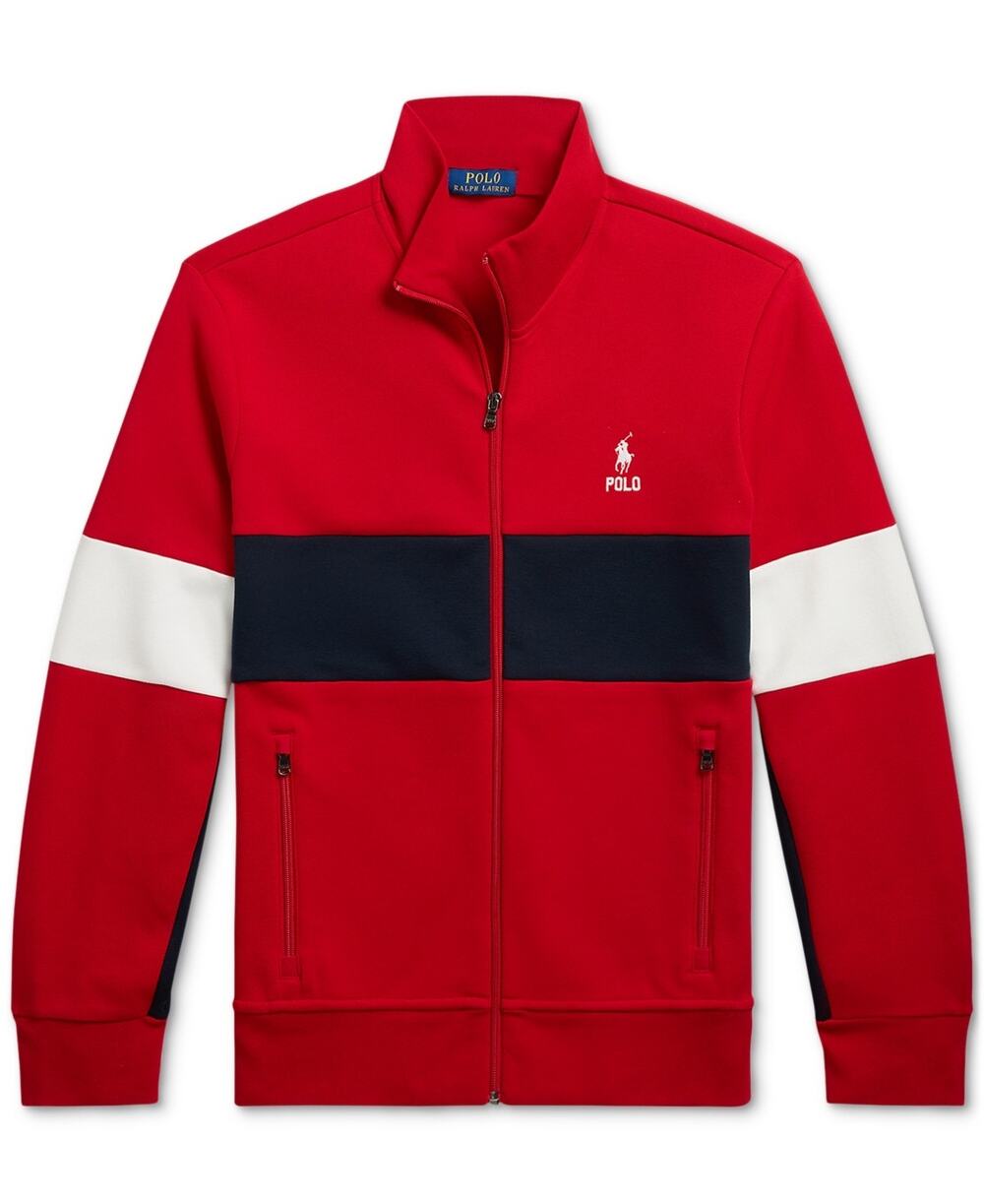 Polo Ralph Lauren Double-Knit Relaxed Fit Track Jacket Red Multicolor Large - Picture 1 of 6